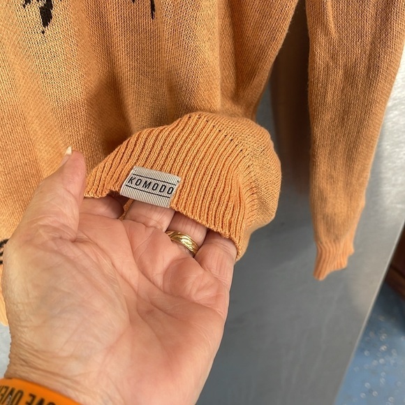 KOMODO women’s tunic length long sleeve sweater, palm tree accent vanity, size 3 - Picture 3 of 10